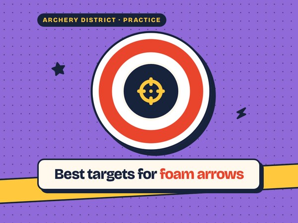 Archery District poster: best targets for foam arrows, a crosshair icon on a target
